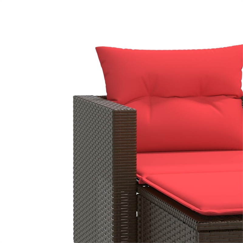 Bowery Hill 2-Seater PE Rattan & Steel Garden Sofa With Polyester in Brown & Red