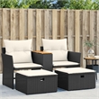 Bowery Hill PE Rattan Garden Sofa With Adjustable Feet in Black