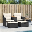 Bowery Hill PE Rattan Garden Sofa With Adjustable Feet in Black