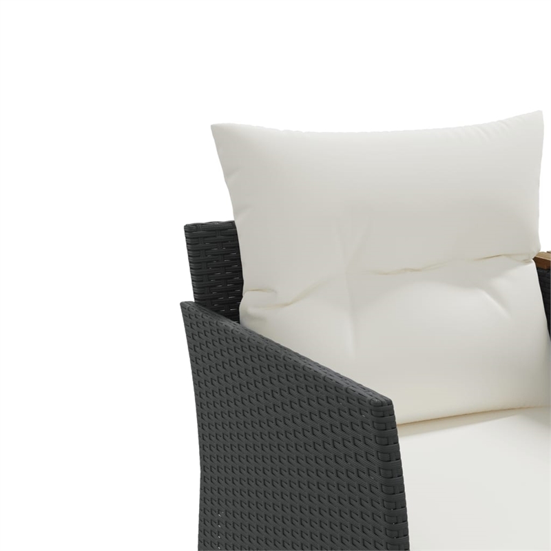 Bowery Hill PE Rattan Garden Sofa With Adjustable Feet in Black