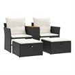 Bowery Hill PE Rattan Garden Sofa With Adjustable Feet in Black