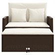 Bowery Hill 2-Seater Poly Rattan Patio Sofa With Cushions in Brown