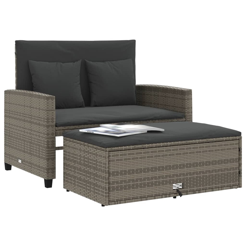 Bowery Hill Contemporary Medium PE Rattan Garden Sofa in Gray