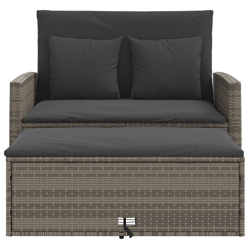 Bowery Hill Contemporary Medium PE Rattan Garden Sofa in Gray