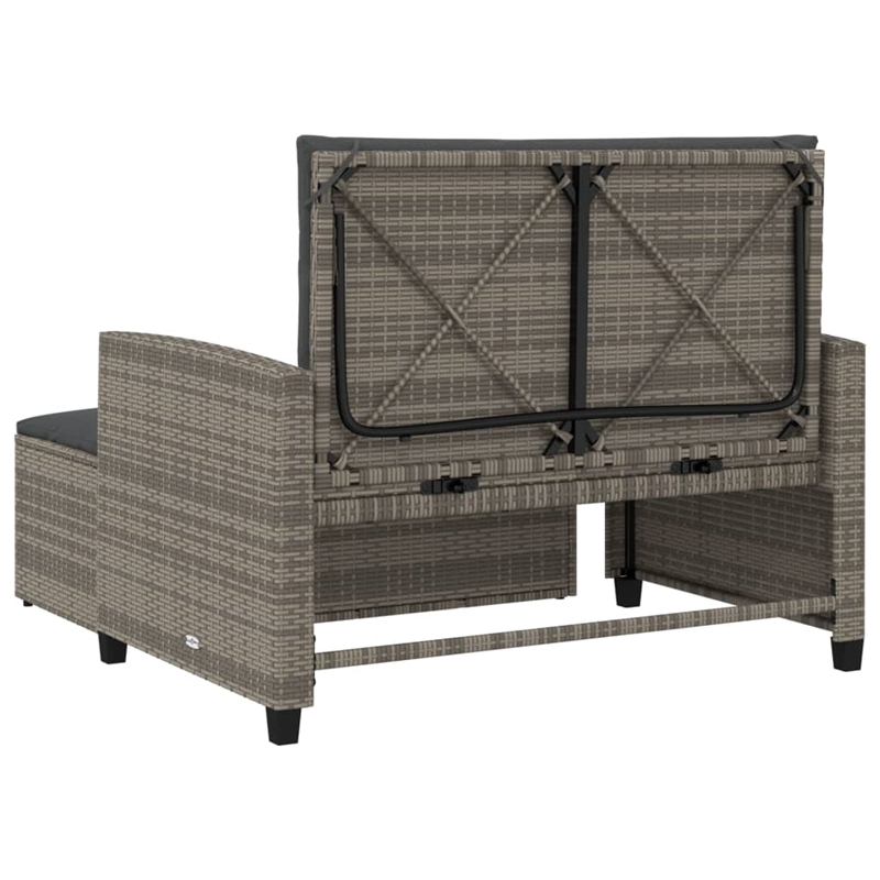 Bowery Hill Contemporary Medium PE Rattan Garden Sofa in Gray