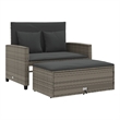 Bowery Hill Contemporary Medium PE Rattan Garden Sofa in Gray