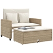 Bowery Hill Contemporary Synthetic Poly Rattan Patio Sofa in Beige