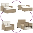 Bowery Hill Contemporary Synthetic Poly Rattan Patio Sofa in Beige