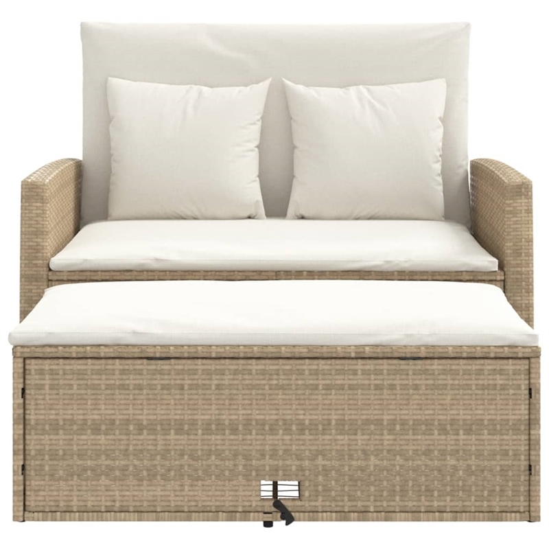 Bowery Hill Contemporary Synthetic Poly Rattan Patio Sofa in Beige