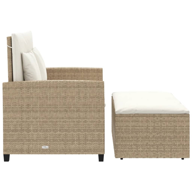 Bowery Hill Contemporary Synthetic Poly Rattan Patio Sofa in Beige
