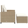 Bowery Hill Contemporary Synthetic Poly Rattan Patio Sofa in Beige