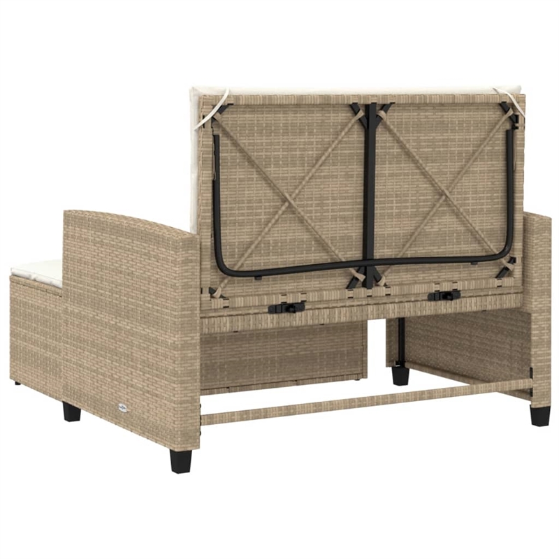 Bowery Hill Contemporary Synthetic Poly Rattan Patio Sofa in Beige