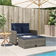 Bowery Hill PE Rattan And Powder-Coated Steel Patio Sofa in Gray & Navy Blue