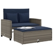 Bowery Hill PE Rattan And Powder-Coated Steel Patio Sofa in Gray & Navy Blue