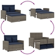 Bowery Hill PE Rattan And Powder-Coated Steel Patio Sofa in Gray & Navy Blue
