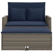 Bowery Hill PE Rattan And Powder-Coated Steel Patio Sofa in Gray & Navy Blue