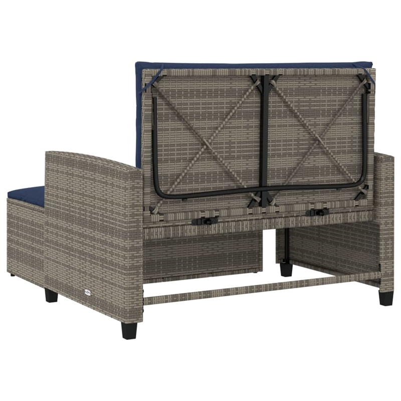 Bowery Hill PE Rattan And Powder-Coated Steel Patio Sofa in Gray & Navy Blue