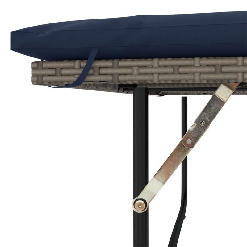 Bowery Hill PE Rattan And Powder-Coated Steel Patio Sofa in Gray & Navy Blue