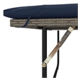 Bowery Hill PE Rattan And Powder-Coated Steel Patio Sofa in Gray & Navy Blue