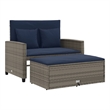 Bowery Hill PE Rattan And Powder-Coated Steel Patio Sofa in Gray & Navy Blue