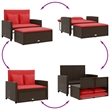 Bowery Hill Contemporary 2-Seater Poly Rattan Patio Sofa in Brown & Red