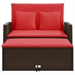 Bowery Hill Contemporary 2-Seater Poly Rattan Patio Sofa in Brown & Red