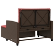 Bowery Hill Contemporary 2-Seater Poly Rattan Patio Sofa in Brown & Red