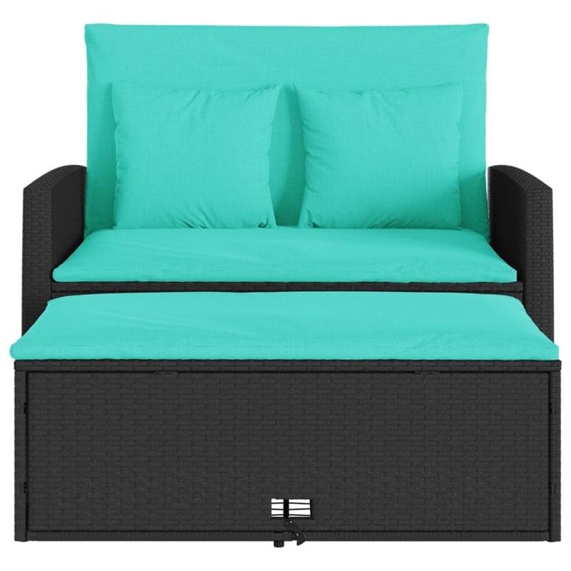 Bowery Hill Contemporary 2-Seater PE Rattan Patio Sofa in Black