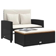 Bowery Hill Contemporary 2-Seater Poly Rattan Patio Sofa in Black