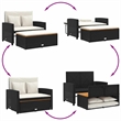 Bowery Hill Contemporary 2-Seater Poly Rattan Patio Sofa in Black