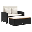 Bowery Hill Contemporary 2-Seater Poly Rattan Patio Sofa in Black