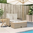 Bowery Hill 2-Seater Convertible Poly Rattan Patio Sofa in Beige