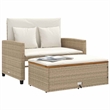 Bowery Hill 2-Seater Convertible Poly Rattan Patio Sofa in Beige