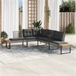 Bowery Hill L-Shaped Poly Rattan Garden Sofa With Removable Covers in Gray