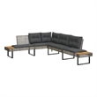 Bowery Hill L-Shaped Poly Rattan Garden Sofa With Removable Covers in Gray
