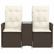 Bowery Hill Contemporary Synthetic Poly Rattan Reclining Garden Sofa in Brown