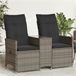 Bowery Hill Contemporary Synthetic Poly Rattan Reclining Garden Sofa in Gray