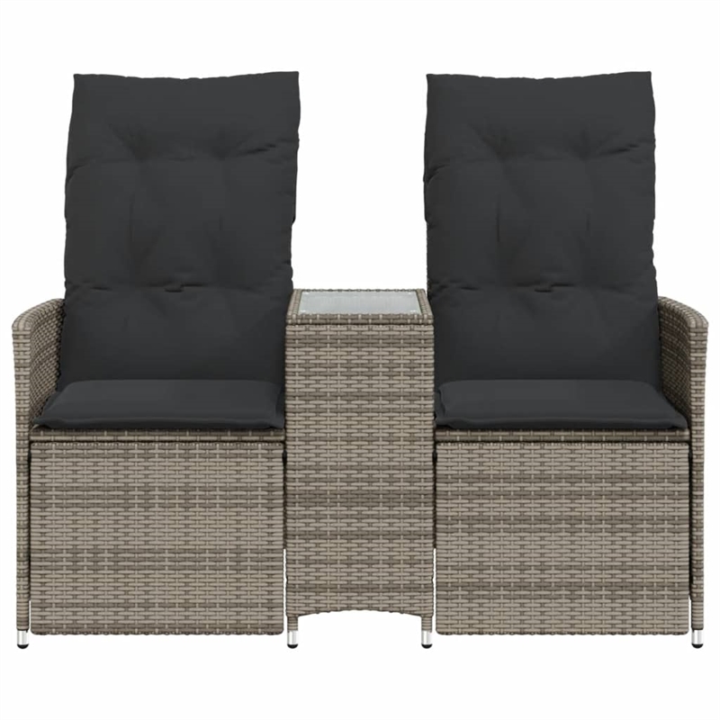 Bowery Hill Contemporary Synthetic Poly Rattan Reclining Garden Sofa in Gray