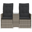 Bowery Hill Contemporary Synthetic Poly Rattan Reclining Garden Sofa in Gray