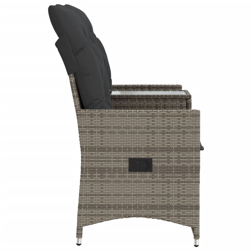 Bowery Hill Contemporary Synthetic Poly Rattan Reclining Garden Sofa in Gray