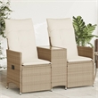 Bowery Hill 2-Seater PE Rattan Reclining Garden Sofa in Beige