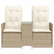 Bowery Hill 2-Seater PE Rattan Reclining Garden Sofa in Beige
