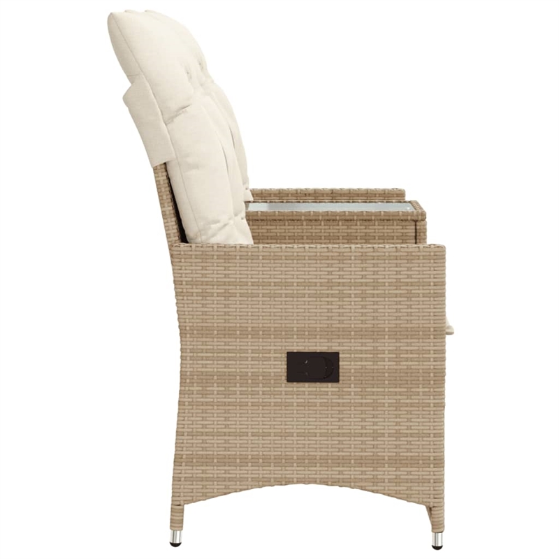 Bowery Hill 2-Seater PE Rattan Reclining Garden Sofa in Beige