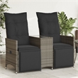 Bowery Hill Contemporary Synthetic Poly Rattan Reclining Garden Sofa in Gray