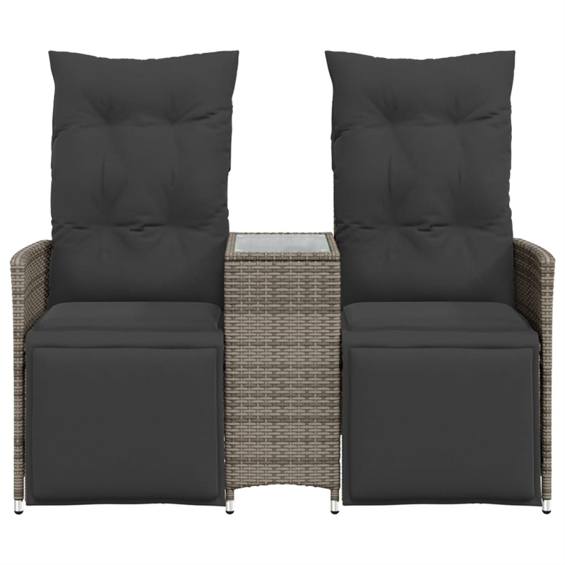 Bowery Hill Contemporary Synthetic Poly Rattan Reclining Garden Sofa in Gray
