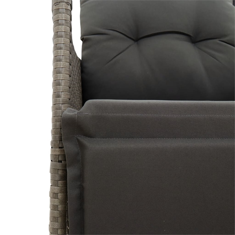 Bowery Hill Contemporary Synthetic Poly Rattan Reclining Garden Sofa in Gray