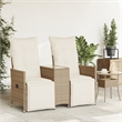 Bowery Hill Contemporary Synthetic Poly Rattan Reclining Garden Sofa in Beige
