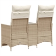 Bowery Hill Contemporary Synthetic Poly Rattan Reclining Garden Sofa in Beige