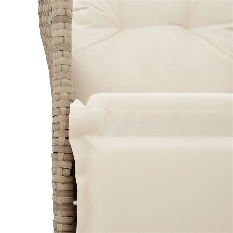 Bowery Hill Contemporary Synthetic Poly Rattan Reclining Garden Sofa in Beige