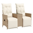 Bowery Hill Contemporary Synthetic Poly Rattan Reclining Garden Sofa in Beige